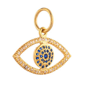 Pave Diamond & Blue Sapphire Evil Eye Pendant, (DPM-1338)