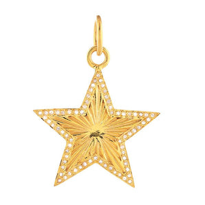 Pave Diamond Fluted Star Pendant, (DPM-1330)