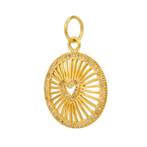 Pave Diamond Fluted Love Heart Pendant, (DPM-1347)