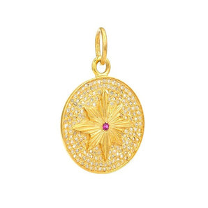 Pave Diamond & Amethyst Compass Pendant, (DPM-1348)