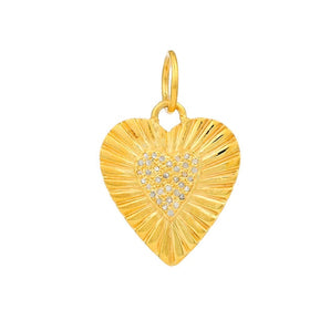 Pave Diamond Fluted Heart Pendant, (DPM-1364)