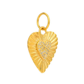 Pave Diamond Fluted Heart Pendant, (DPM-1364)