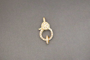 14k Solid Gold Lobster Clasp Double Sided Diamonds, (14K-DL-005)