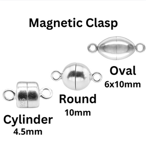 Sterling Silver Magnetic Clasp 4.5mm Cylinder Clasp, 10mm Round Clasp & 6x10mm Oval Clasp, Made in USA, (SS-877)