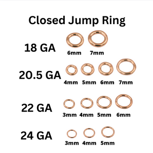 14K Rose Gold Filled CLOSED Jump Rings, Close Rings Available in 24 Gauge, 22 Gauge, 20 Gauge and 18 GA,  Wholesale Bulk Pricing, (RG-JRC)