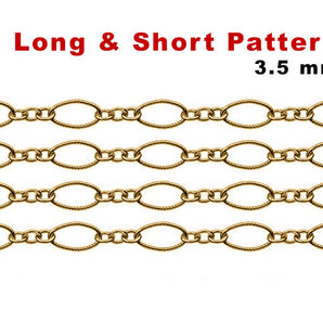 14K Gold Filled long and short textured pattern cable chain, (GF-002)