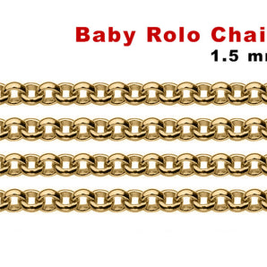 14K Gold Filled medium weight Rolo chain, 1.5 mm, (GF-003)