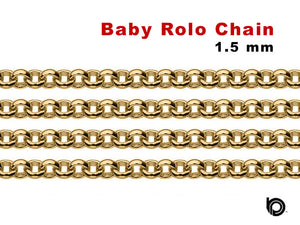14K Gold Filled medium weight Rolo chain, 1.5 mm, (GF-003)