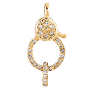 14k Solid Gold Lobster Clasp Double Sided Diamonds (14K-DL-005)