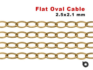 14K Gold Filled Flat Oval Cable Chain, 2.5x2.1 mm, (GF-009)