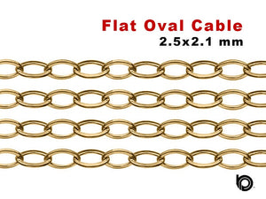 14K Gold Filled Flat Oval Cable Chain, 2.5x2.1 mm, (GF-009-FS)
