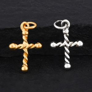 Sterling Silver Rope Patterned Cross Charm -- SS/CH1/CR32