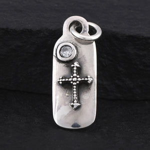 Sterling Silver Cross With White Sapphire Charm  -- SS/CH1/CR55