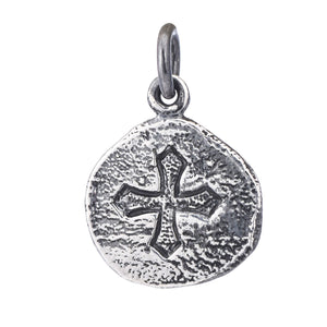 Sterling Silver Cross Coin Charm  -- SS/CH1/CR64