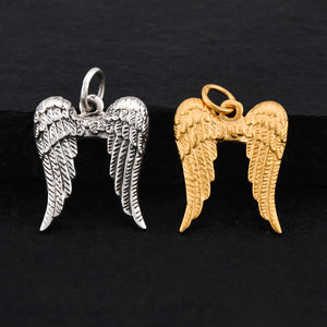 Sterling Silver Artisan Angel Wings Charm   -- SS/CH1/CR70