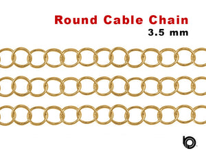 14K Gold Filled Round Cable Chain, 3.5 mm, (GF-013)