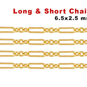 Gold Filled Long & Short cable chain, 6.5x2.5 mm, (GF-014)