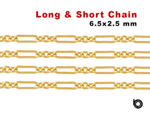 Gold Filled Long & Short cable chain, 6.5x2.5 mm, (GF-014)