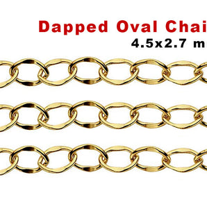 Gold Filled Oval Dapped Cable Chain, 4.5x2.7 mm, (GF-015)