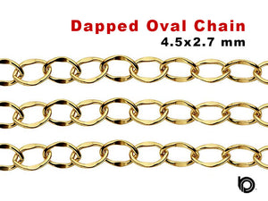 Gold Filled Oval Dapped Cable Chain, 4.5x2.7 mm, (GF-015)