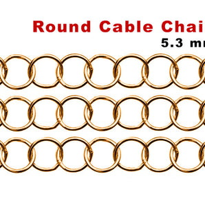 Gold Filled Round Cable Chain, 5.3 mm, (GF-019)