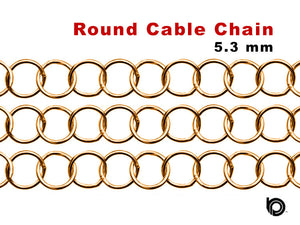 Gold Filled Round Cable Chain, 5.3 mm, (GF-019)