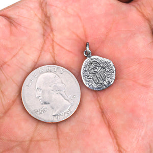Sterling Silver Hamsa Coin Charm-- SS/CH2/CR114