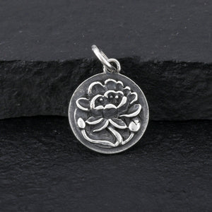 Sterling Silver Lotus Charm -- SS/CH2/CR122
