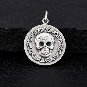 Sterling Silver Skull Coin Charm -- SS/CH2/CR77