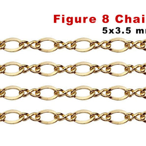 14K Gold Filled Figure 8 Cable Chain, Figure 8 Links, 5x3.5 mm, (GF-026)