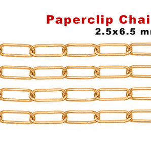 Gold Filled Heavy weight Flat Paperclip Chain, 2.5x6.5 mm, (GF-027)