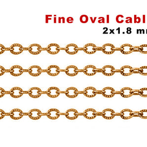 Gold Filled Textured Pattern Chain, 2x1.8 mm, (GF-028)