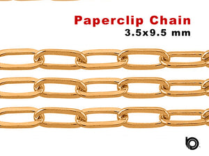14K Gold Filled heavy weight Flat Paper Clip Chain, 3.5x9.5 mm, (GF-029)