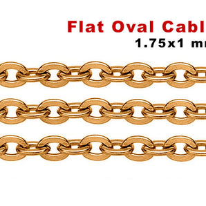 14K Gold Filled Fine Flat Oval Cable Chain, 1.75x1 mm,(GF-030)