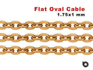 14K Gold Filled Fine Flat Oval Cable Chain, 1.75x1 mm,(GF-030)