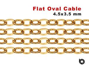 14K Gold Filled Flat Oval Cable medium weight Chain, 4.5x3.5 mm, (GF-033)