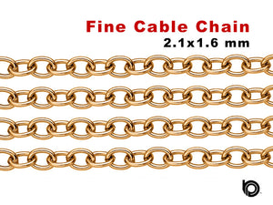 14K Gold Filled Fine Cable Chain, 2.1x1.6 mm, (GF-037)