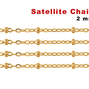 14K Gold Filled Satellite Cable Chain w/ 2 mm Bead, (GF-039)