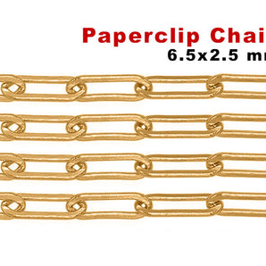 14K Gold Filled Heavy Flat Paperclip Chain, 6.5x2.5 mm, (GF-043)