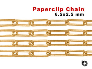 14K Gold Filled Heavy Flat Paperclip Chain, 6.5x2.5 mm, (GF-043)