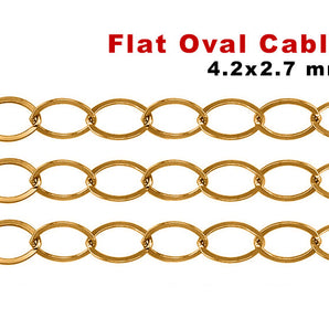 14K Gold Filled Flat Oval Cable Chain, 4.2x2.7 mm, (GF-047)