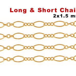 14K Gold Filled Long and Short Cable Chain, 2x1.5 mm, (GF-049)