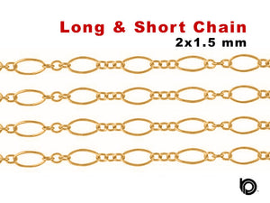 14K Gold Filled Long and Short Cable Chain, 2x1.5 mm, (GF-049)