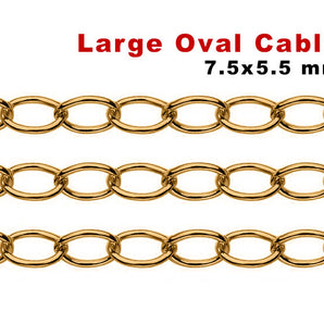 14K Gold Filled Large Oval Cable Chain, 7.5x5.5 mm, (GF-051)