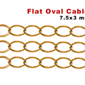 14K Gold Filled Flat Large Oval Cable Chain, 7.5x5.5mm (GF-053)