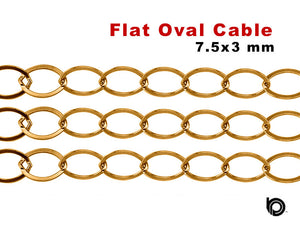 14K Gold Filled Flat Large Oval Cable Chain, 7.5x5.5mm (GF-053)
