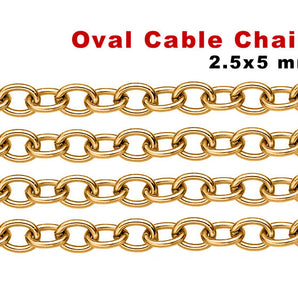 14K Gold Filled Heavy Oval Cable Chain, 2.5x5 mm, (GF-055)