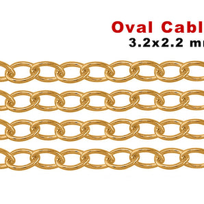 14K Gold Filled Oval Cable Chain, 3.2x2.2 mm, (GF-057)