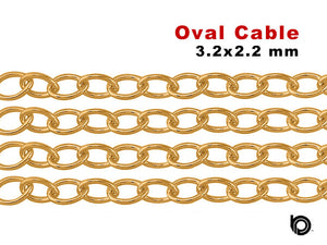 14K Gold Filled Oval Cable Chain, 3.2x2.2 mm, (GF-057)