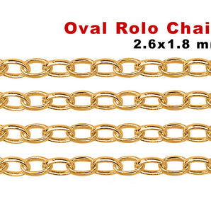 14K Gold Filled Oval Rolo Chain, 2.6x1.80 mm, (GF-061)